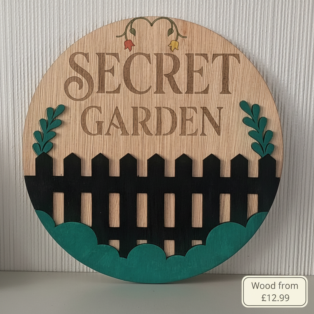 Secret Garden Wood Sign with Price