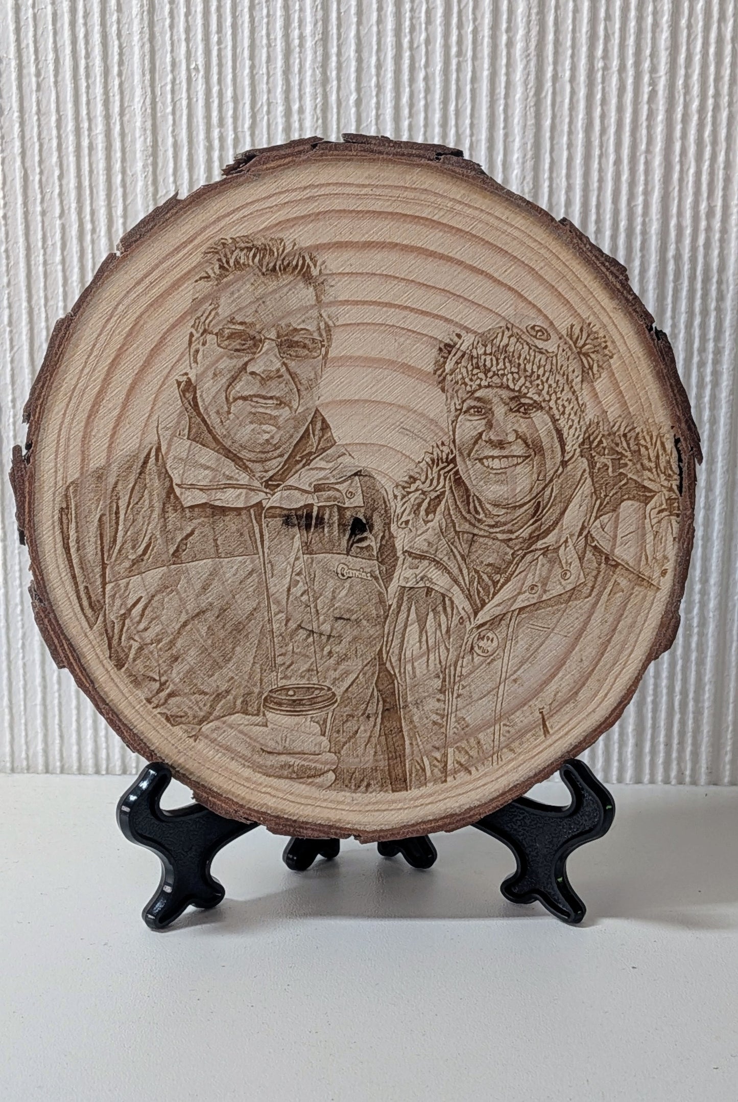 Custom Laser-Engraved Wood Slice Portrait