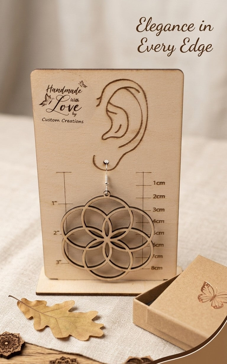 Flower of Life Wooden Earrings - Sacred Geometry Design