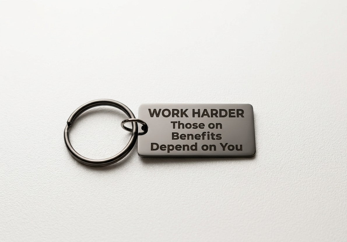 Work Harder Metal Keychain