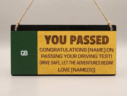 Personalised Driving Test You Passed Hanging Plaque