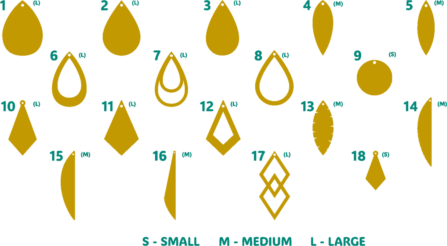Wooden Earring Bundle (D1)  – 18 Designs