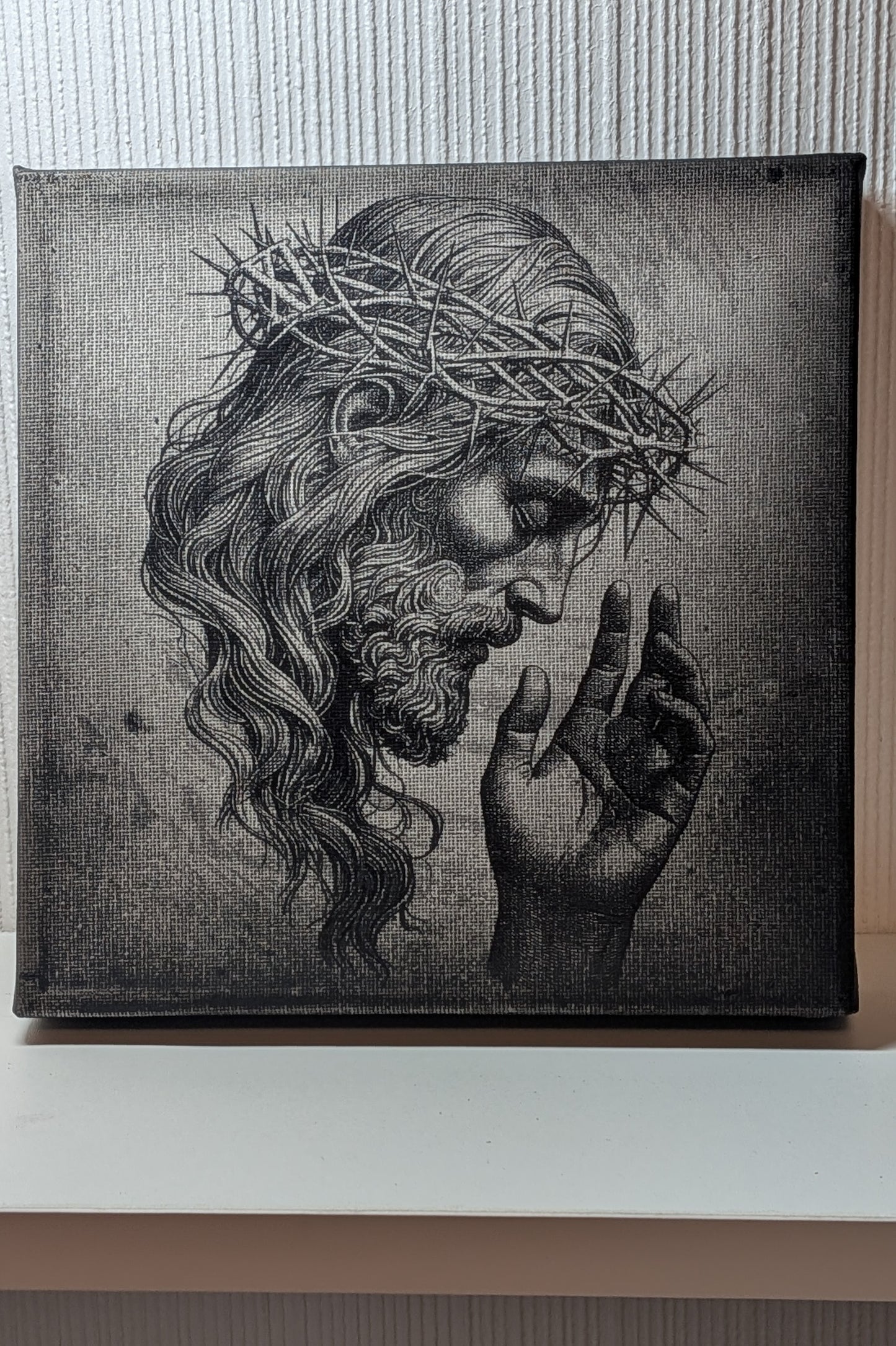 Laser Engraved Black & White Jesus Canvas