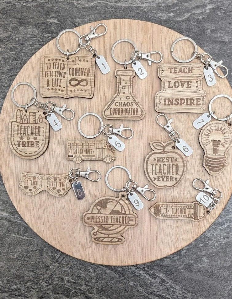 Teacher Appreciation Keychains - 10 Designs