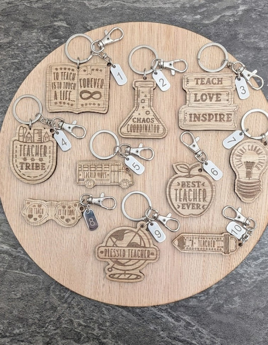 Teacher Appreciation Keychains - 10 Designs