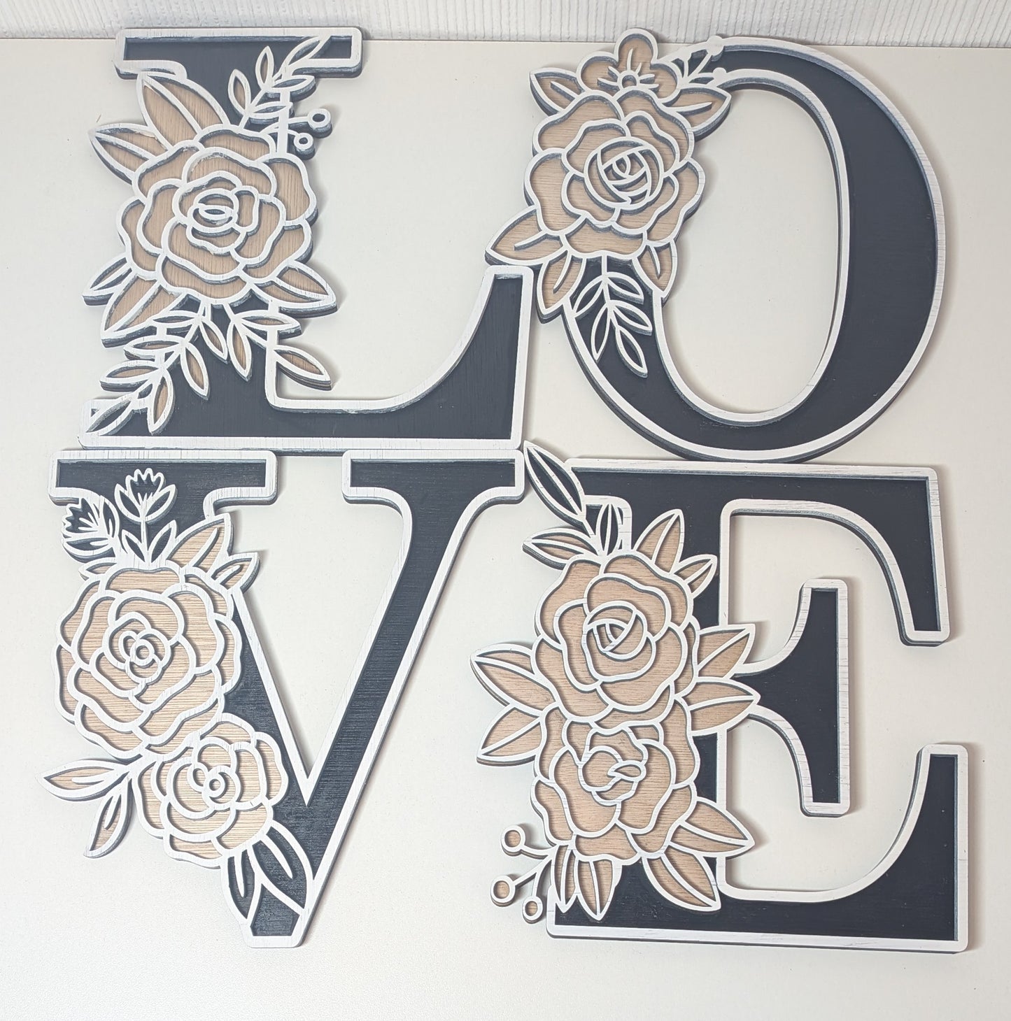 LOVE Floral Lettering Wall Decor – Personalised Wooden Sign