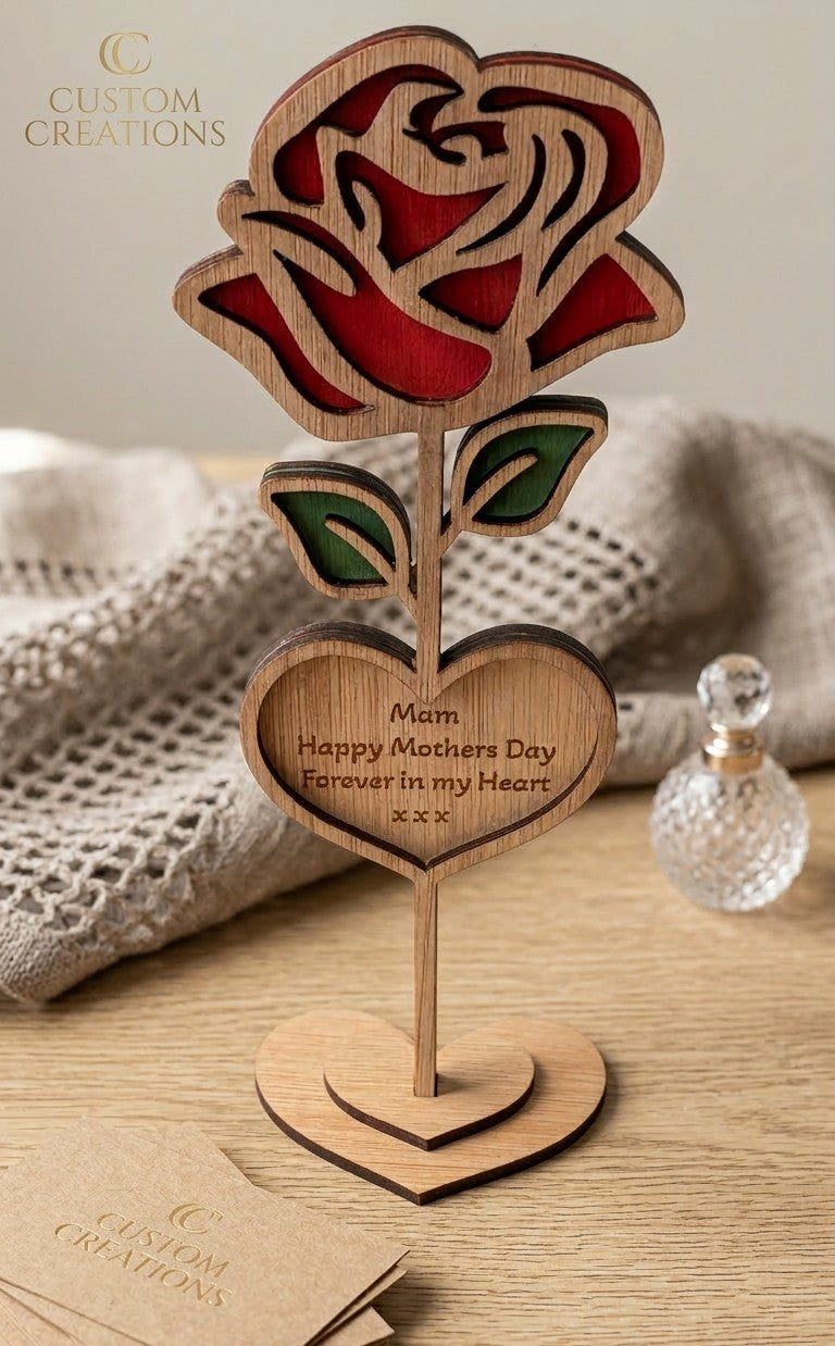 Personalised Layered Rose with Stand