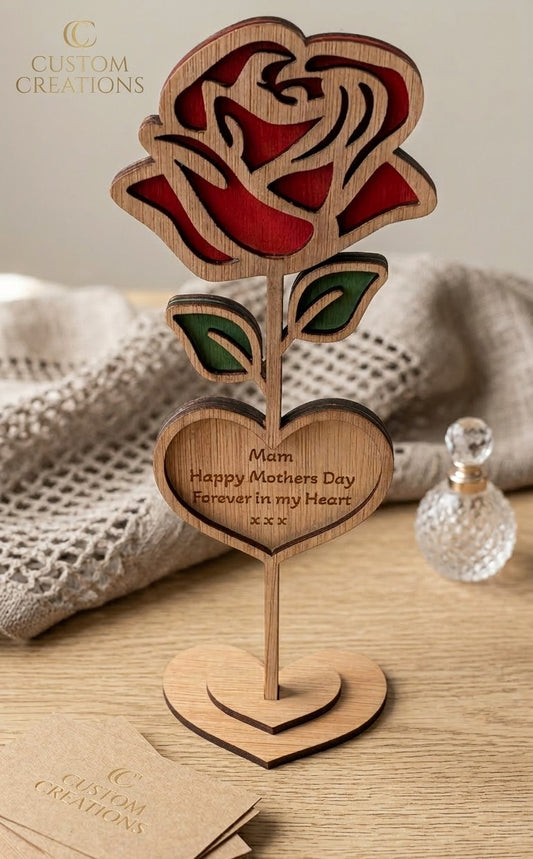 Personalised Layered Rose with Stand