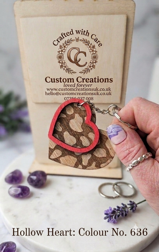 Leopard Print Double Heart Keyring