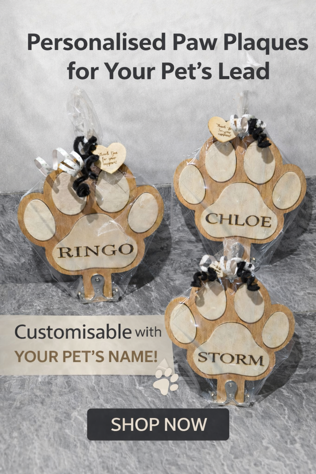 Personalised Paw Plaque Lead Holder for Dogs