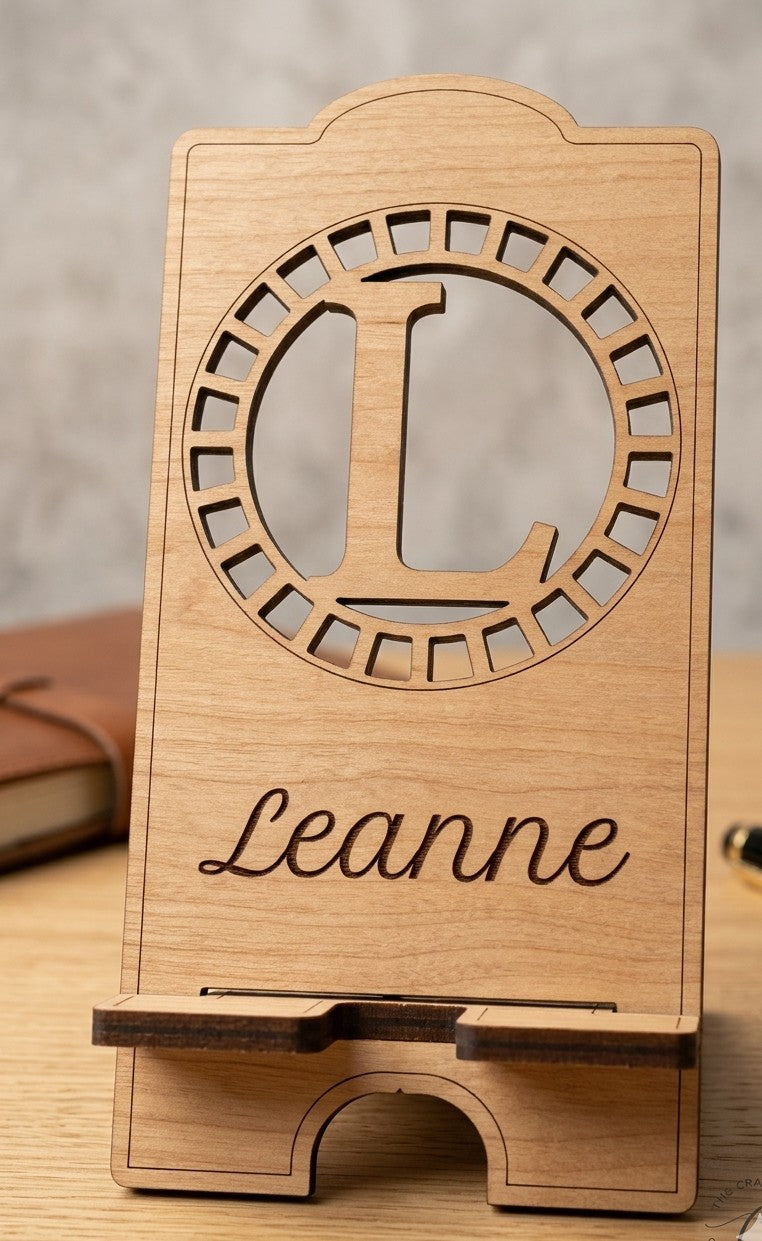 Personalised Wooden Phone Stand - Monogram Initial