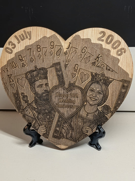 Personalised playing card portrait plaque - square shape example