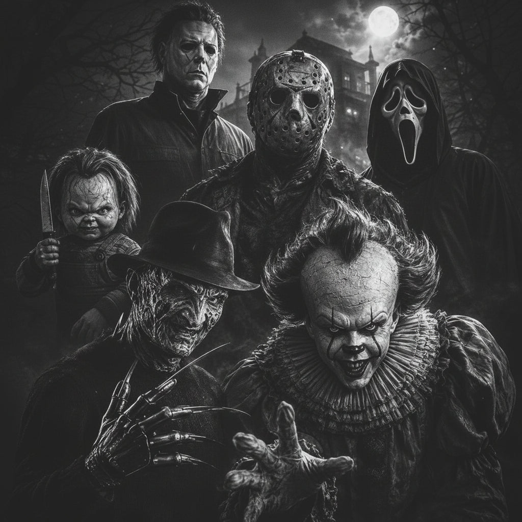 Horror Character Slate Coaster Bundle — Set of 4 or 6 with Holder