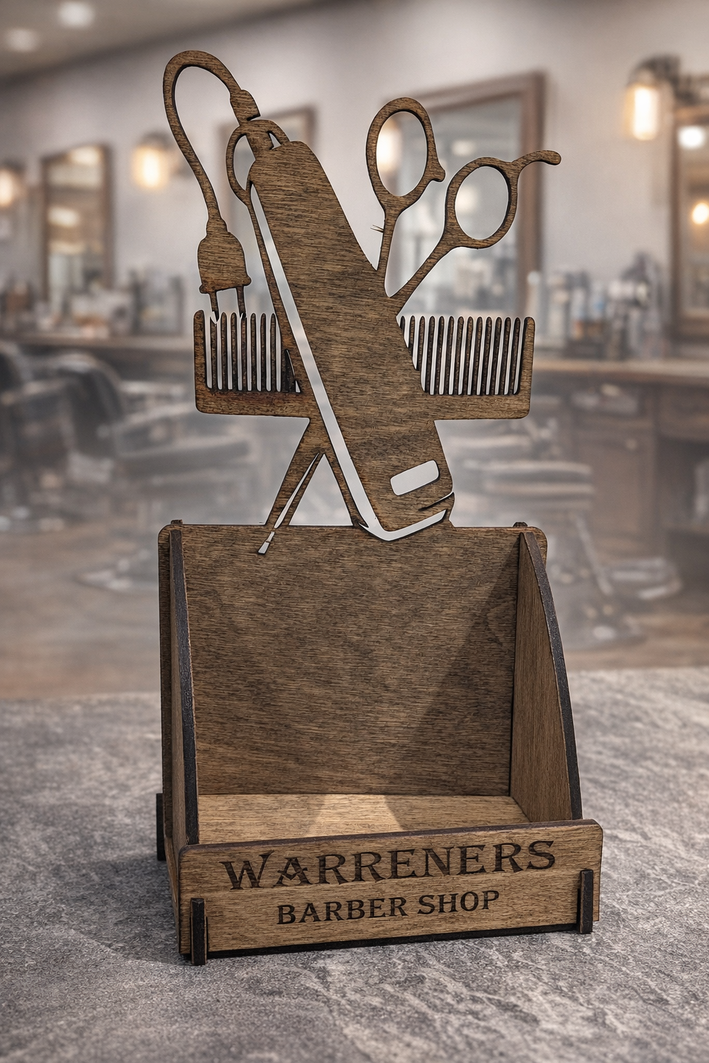 Personalised Barber Shop Business Card Holder