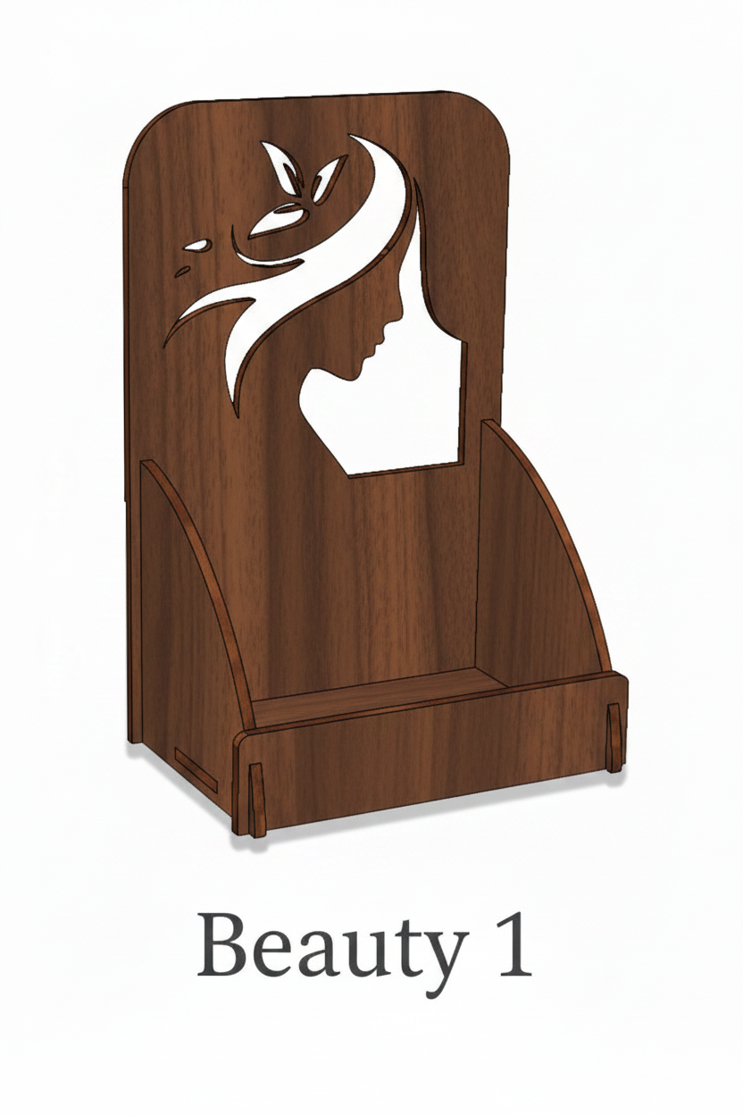 Beauty 1 Business Card Holder - Walnut Finish