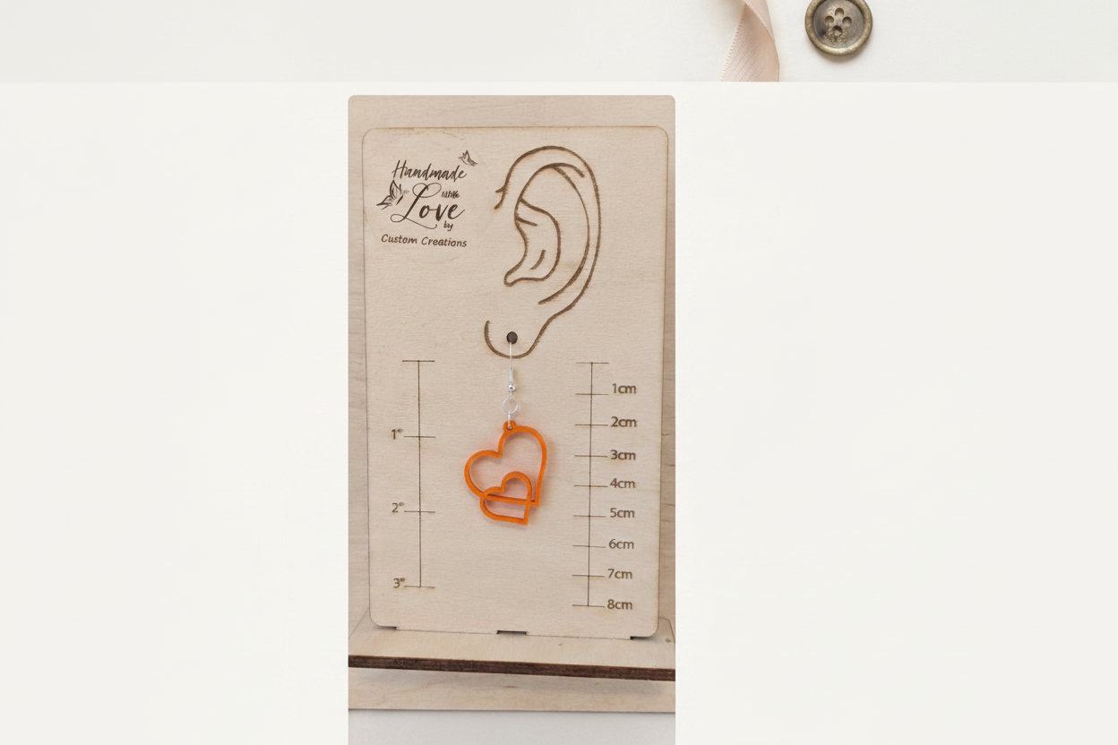 Combined Hollow Hearts Earrings in Orange