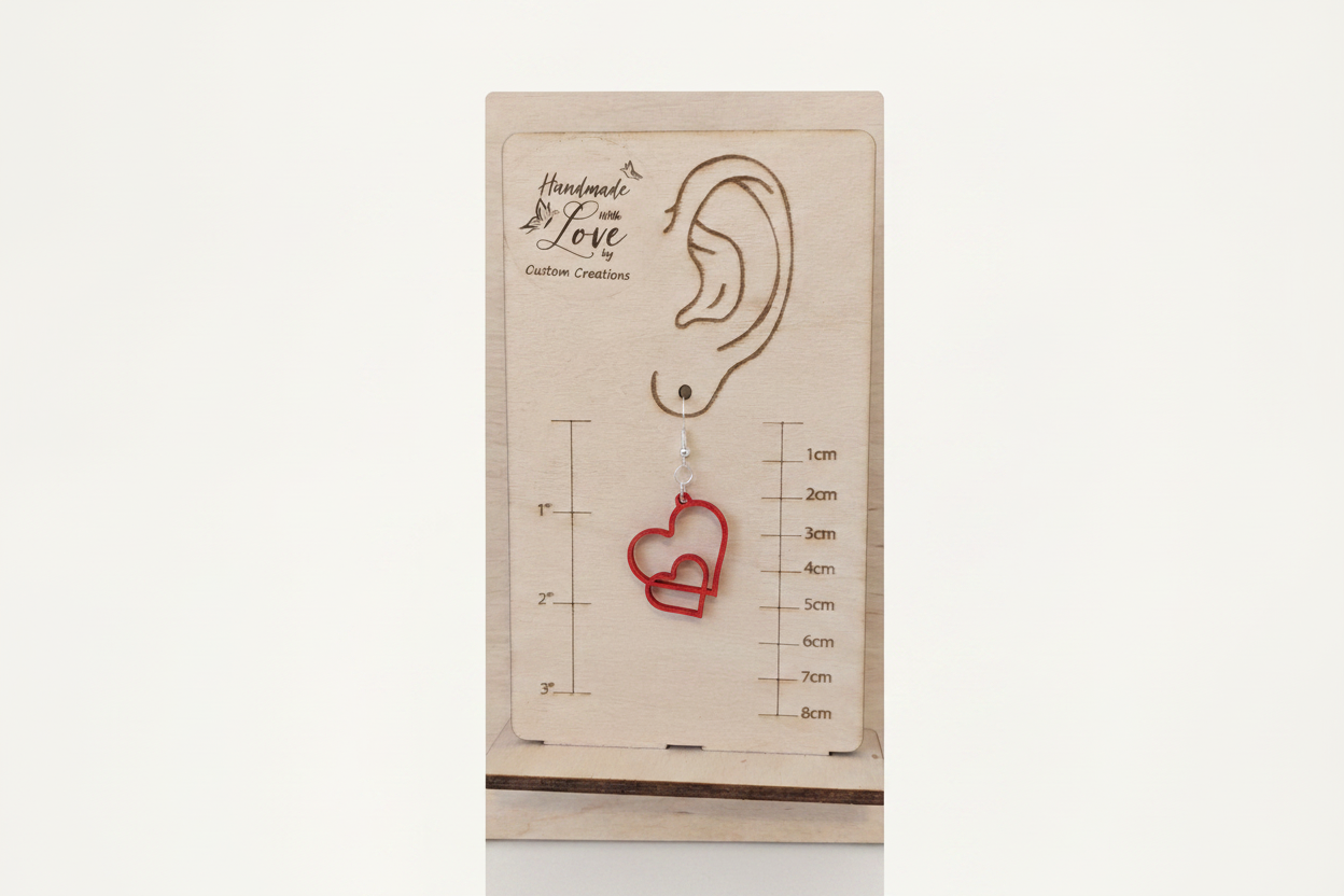 Combined Hollow Hearts Earrings in Red