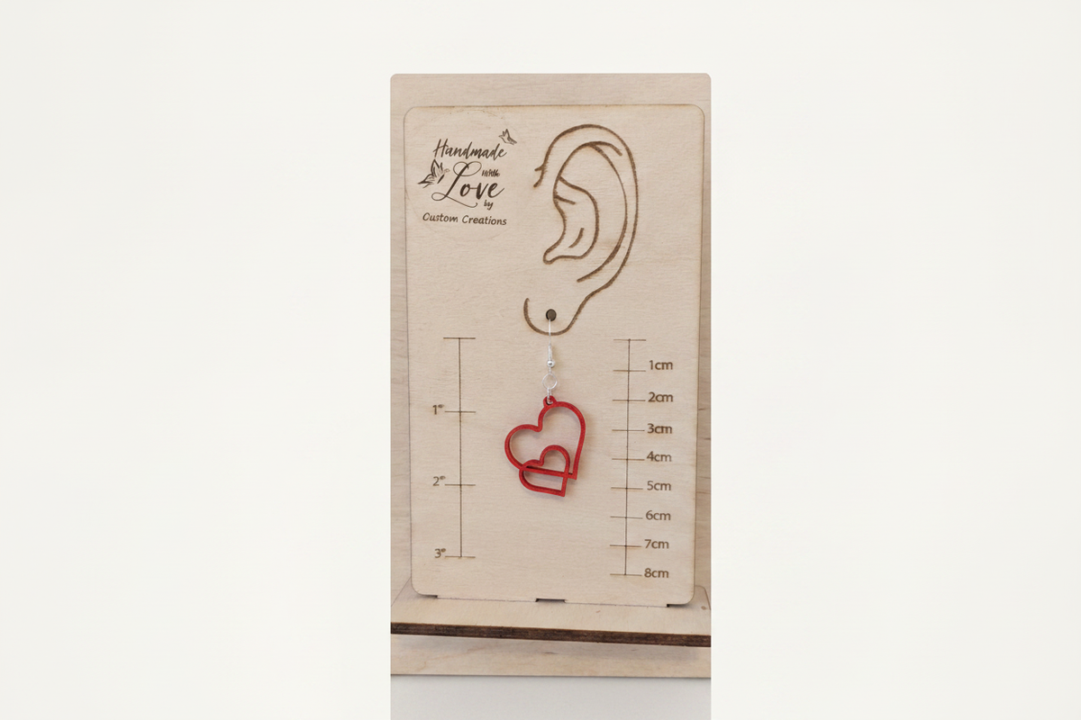 Combined Hollow Hearts Earrings in Red