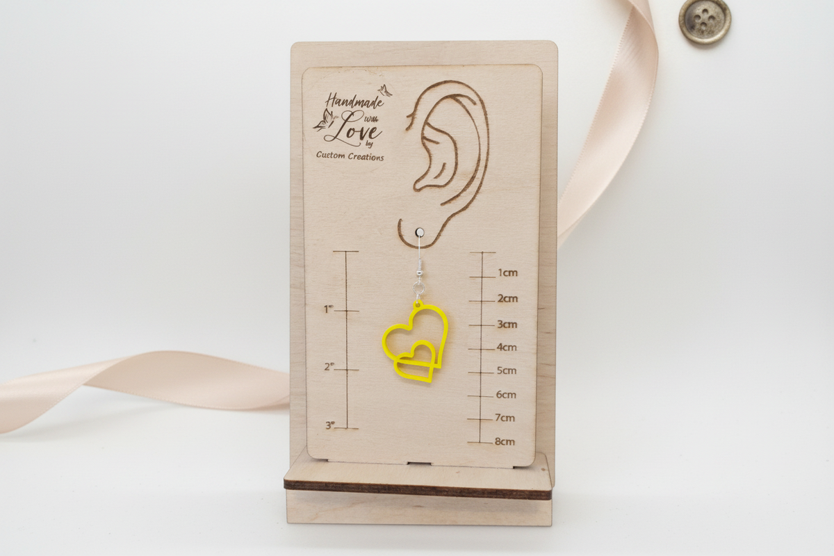 Combined Hollow Hearts Earrings in Yellow