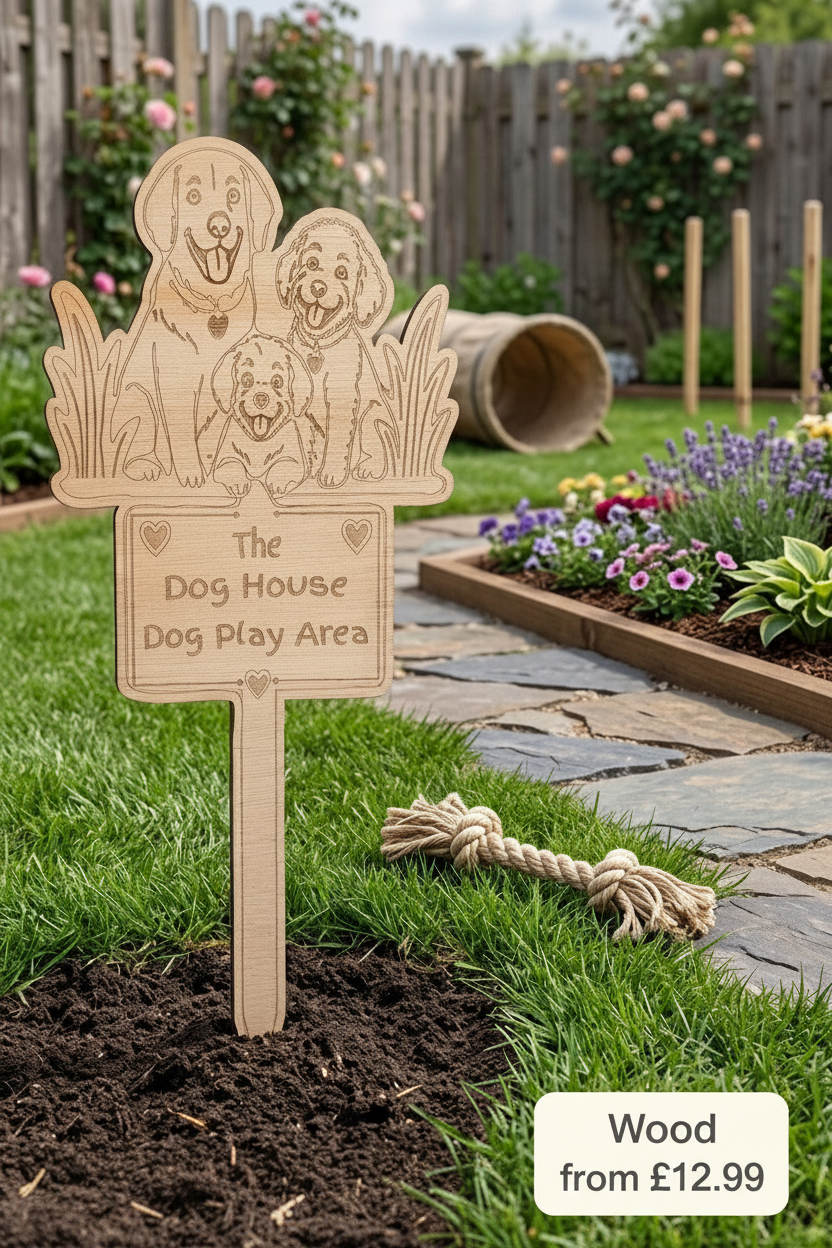 Dog Play Area Wood Sign with Price