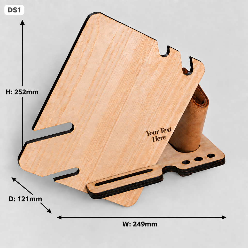 DS1 docking station with width, height and depth arrows
