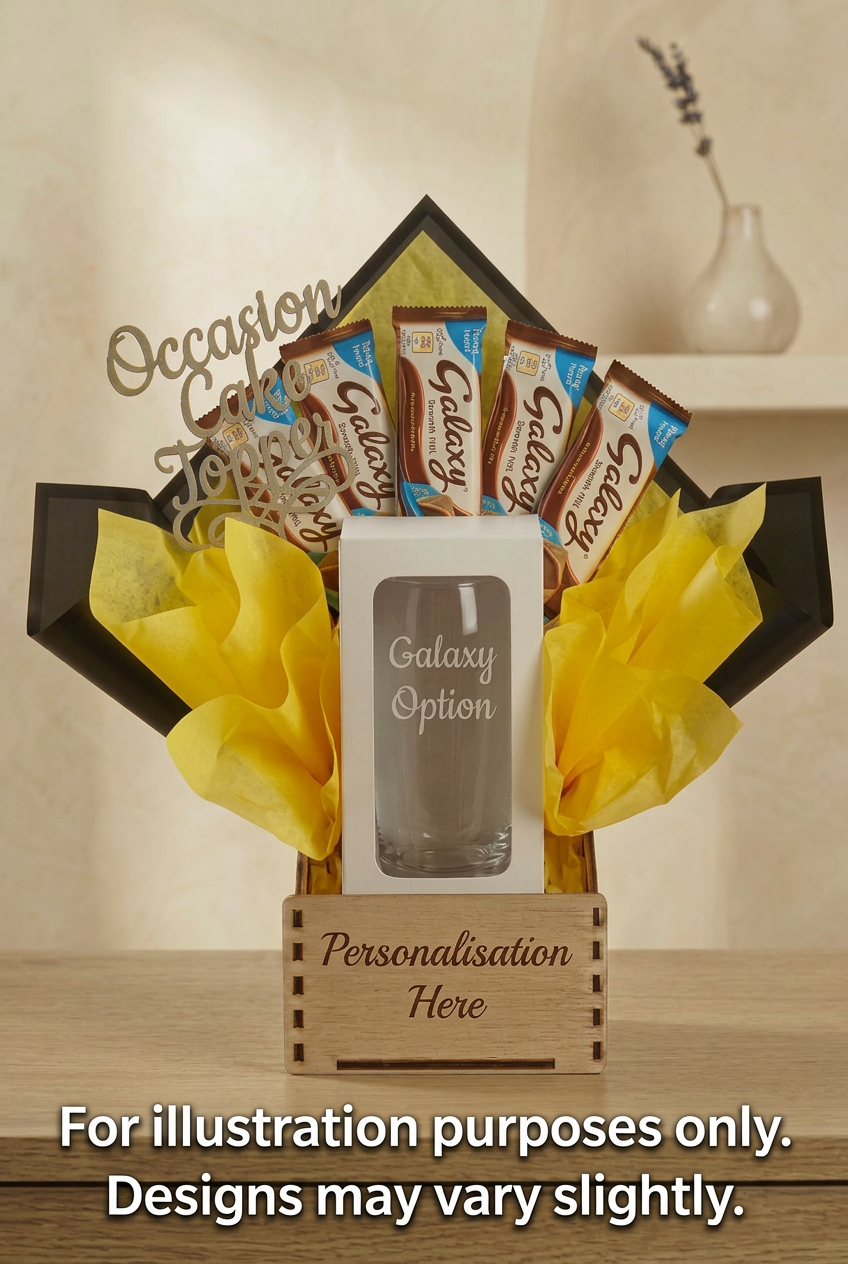 Galaxy bouquet with bottom-centred caption