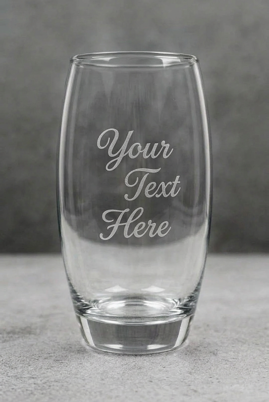 Glass with engraving replaced by “Your Text Here”