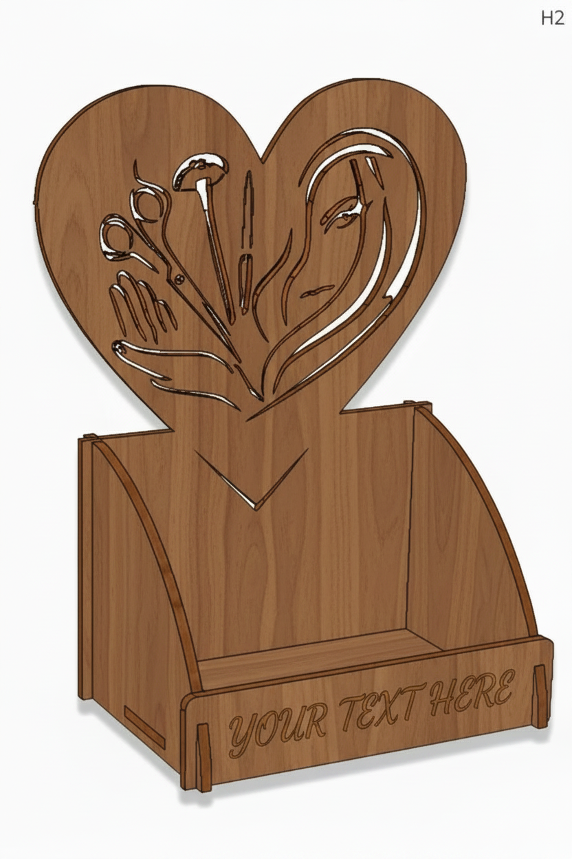Hair Beauty Salon Card Holder H2 - Medium Walnut