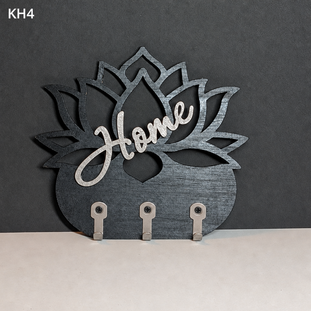 KH4 lotus keyholder mock-up with three silver hooks