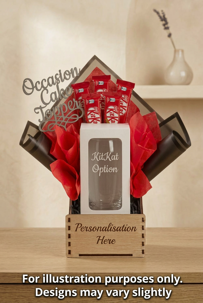 KitKat bouquet with bottom-centred caption