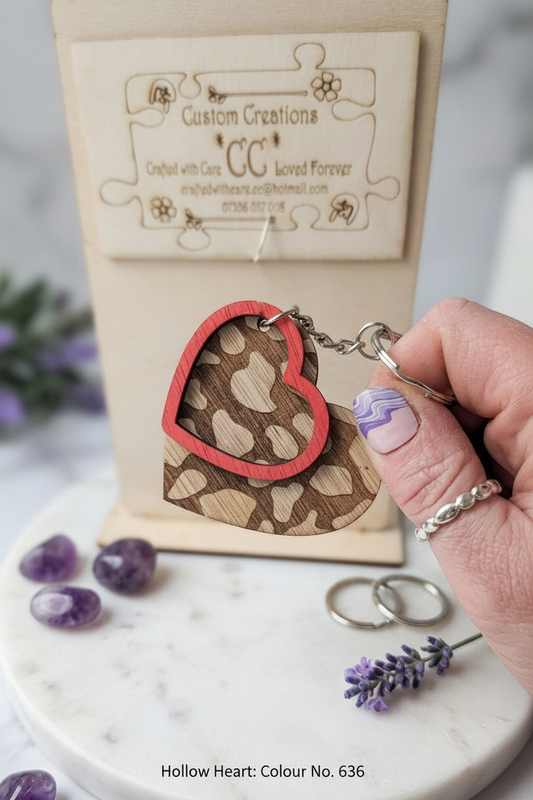 Leopard Print Double Heart Keyring