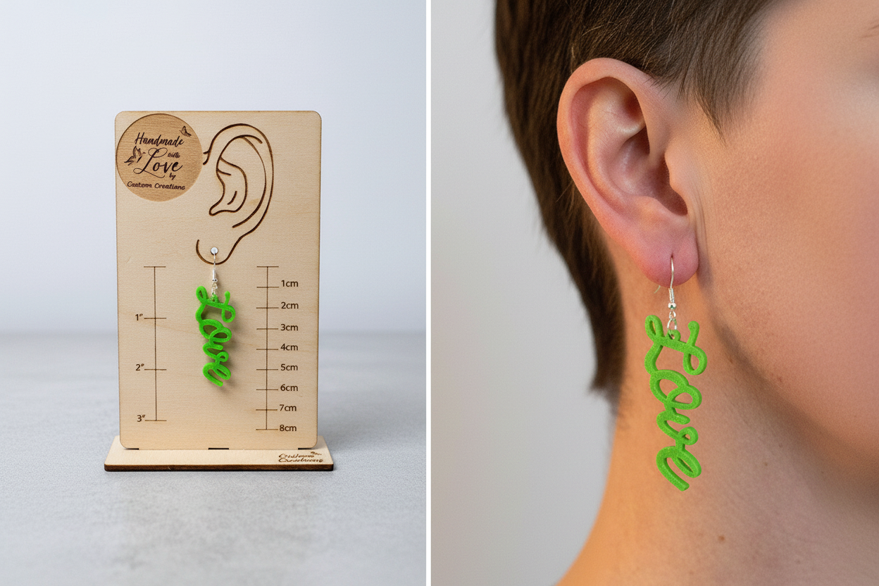 Love Earrings - Green Acrylic