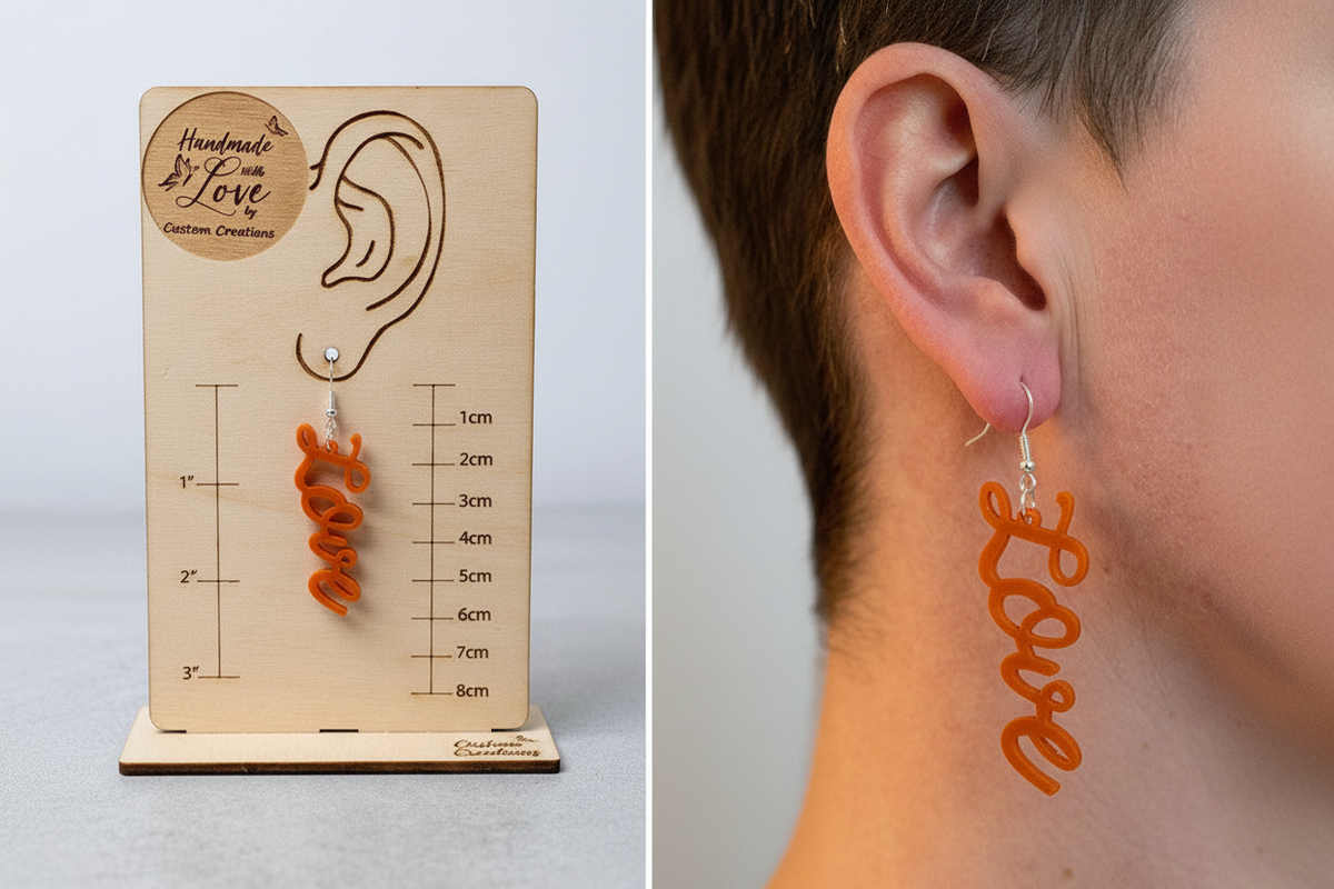 Love Earrings - Orange Acrylic