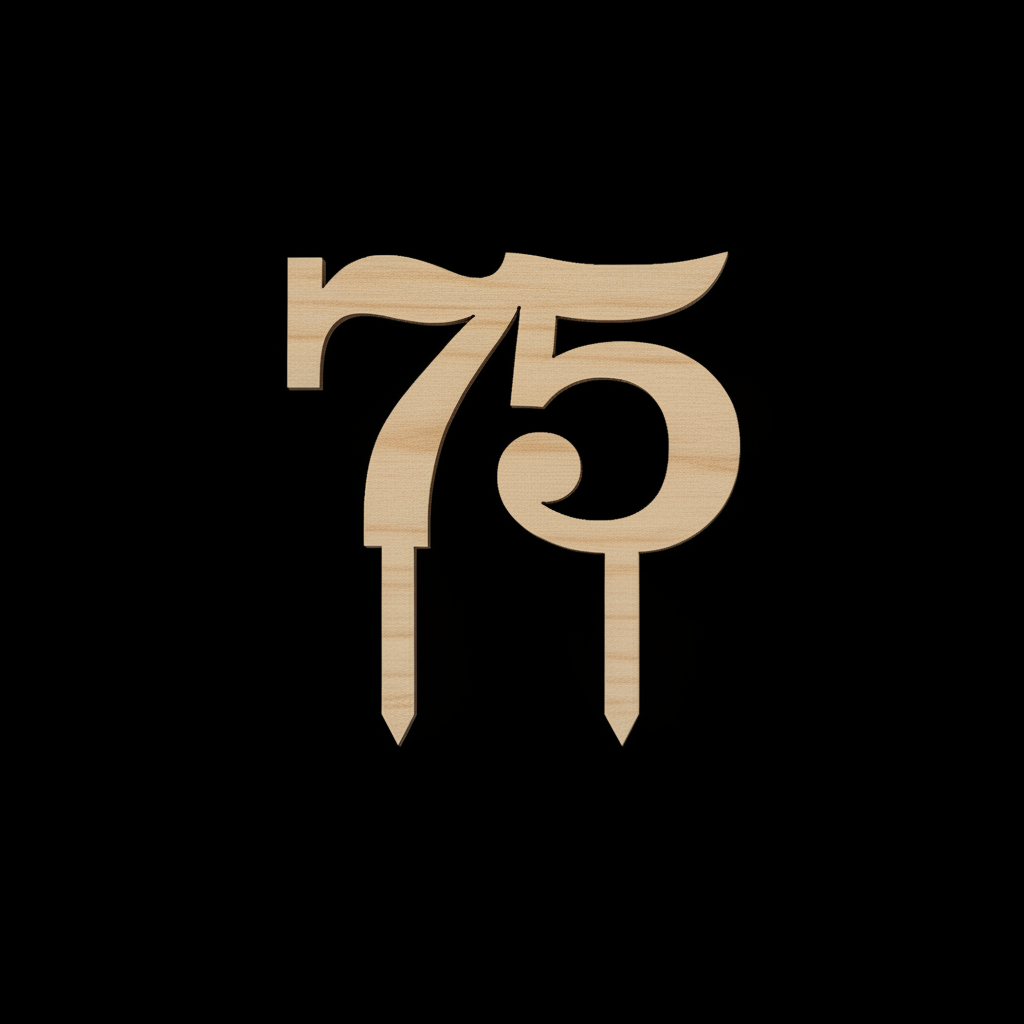 Number 75 on black background