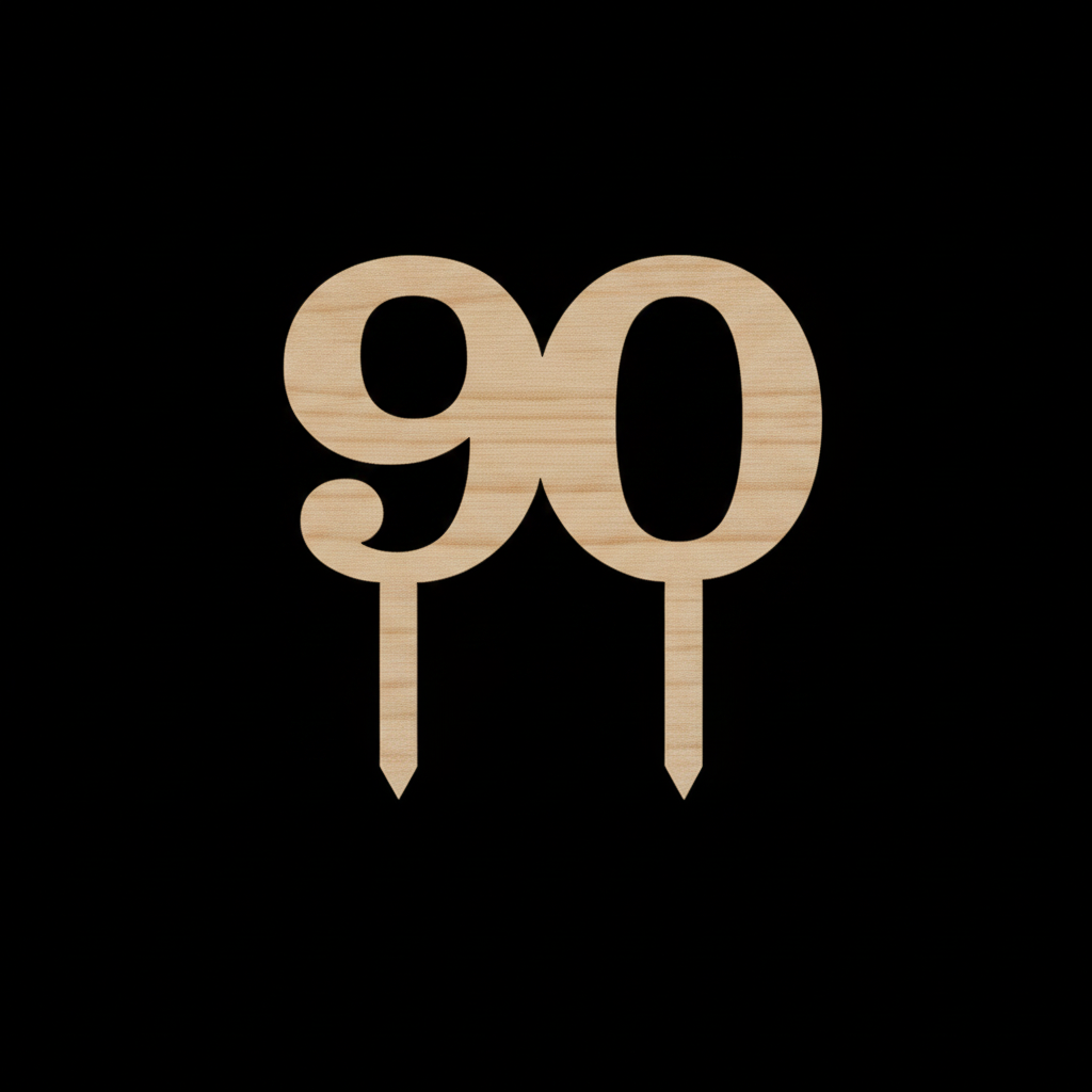 Number 90 on black background