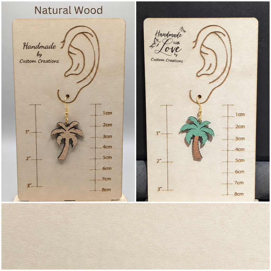 Palm tree earring with gold hook on both sides