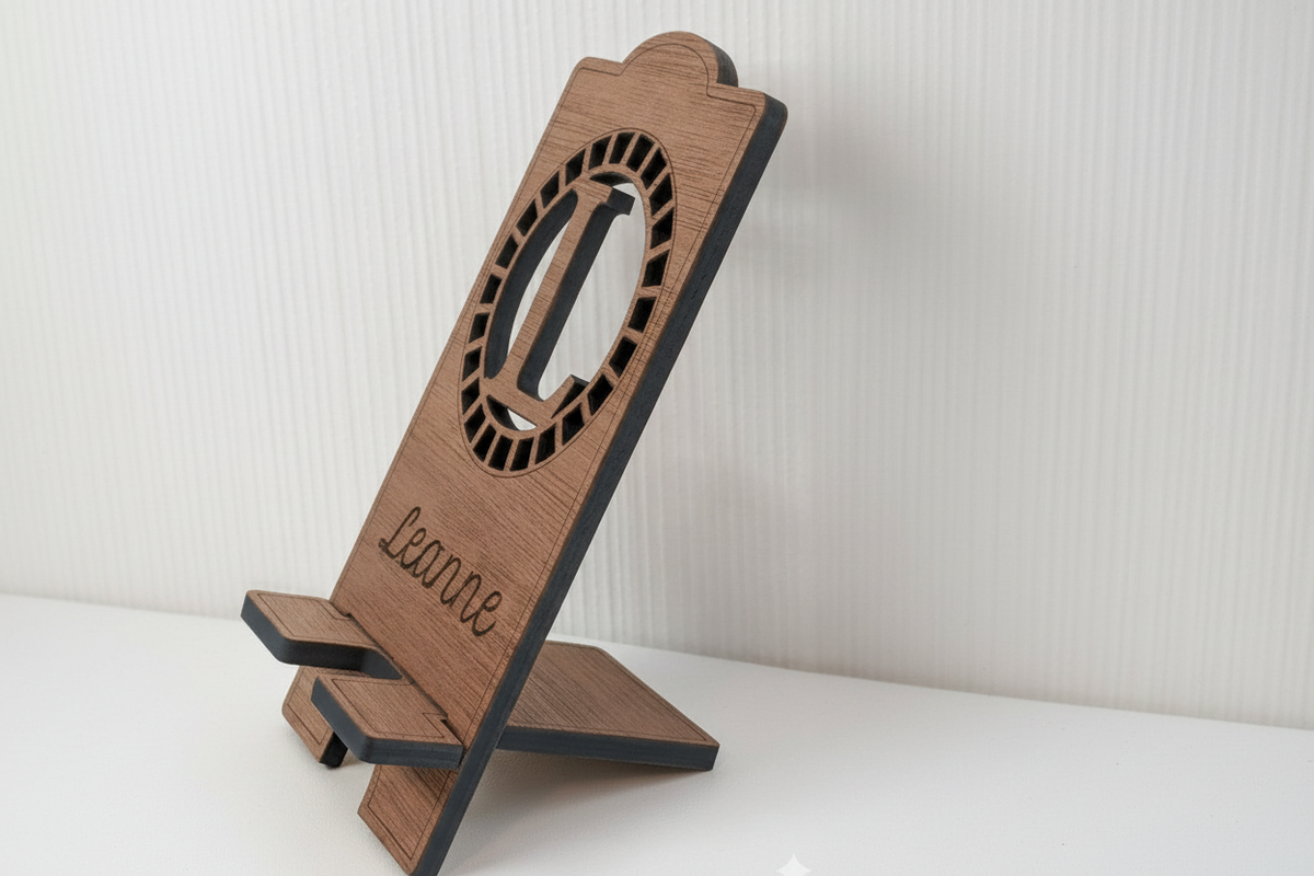Phone Stand Walnut – Side