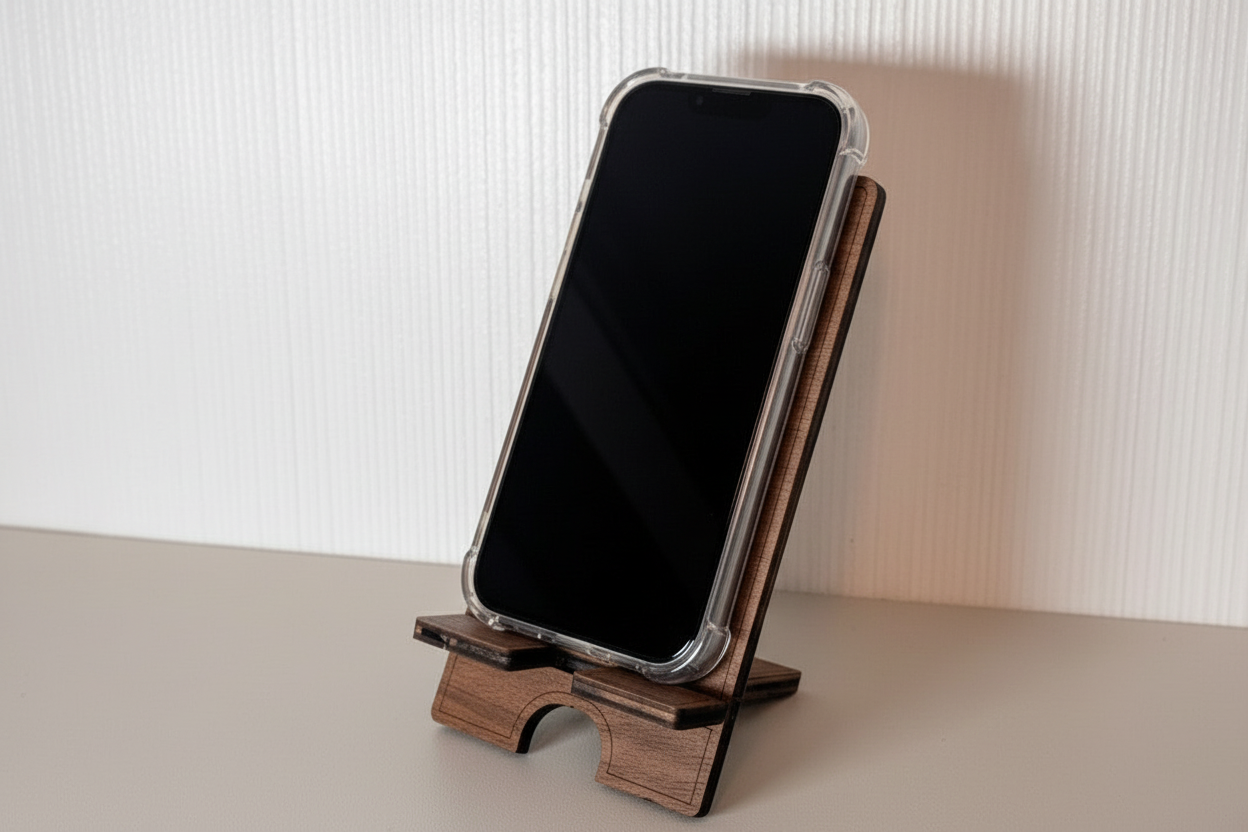Phone Stand Walnut – With Phone