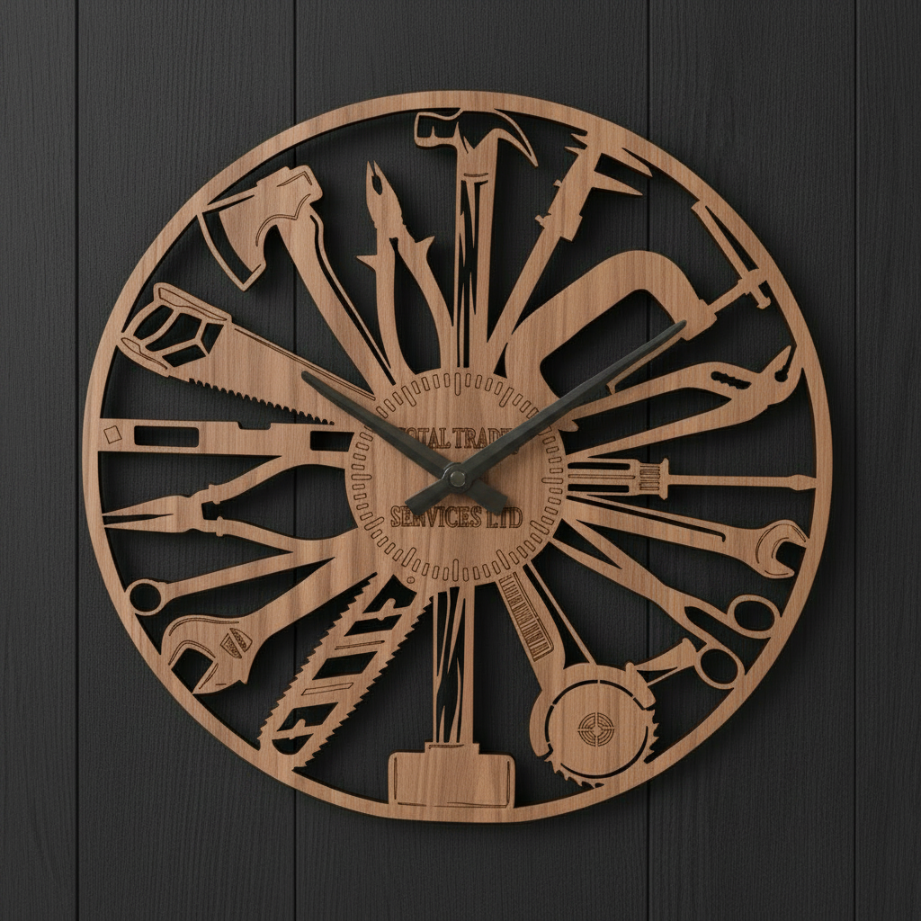 Tools Clock - Lighter Walnut Finish
